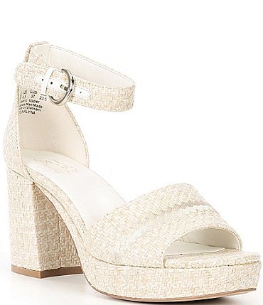 Image of Naturalizer Pearlyn Raffia Ankle Strap Platform Dress Sandals