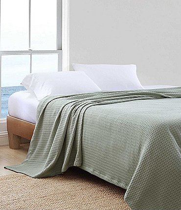 Image of Nautica Baird Diamond Knit Solid Cotton Bed Blanket