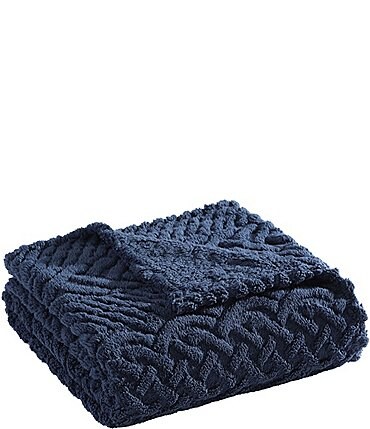 Image of Nautica Declan Sherpa Cable Knit Cozy Throw Blanket
