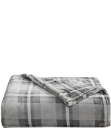 Image of Nautica Lewes Grey Ultra Soft Plush Bed Blanket