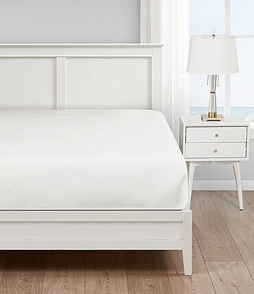 Image of Nautica Solid Cotton Rich Blend 180-Thread Count Fitted Sheet