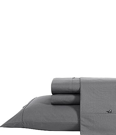 Image of Nautica Solid Grey Cotton Percale Sheet Set