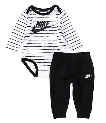 Image of Nike Baby Boys Newborn-9 Months Long-Sleeve Striped Bodysuit & Jogger Pant Set
