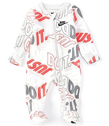 Image of Nike Baby Boys Newborn-9 Months Long Sleeve Just Do It Block Footed Zip Coverall