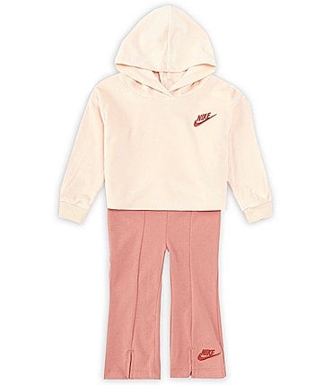 Image of Nike Baby Girls 12-24 Months Long Sleeve Home Swoosh Home Hoodie & Coordinating Flare-Leg Pant Set