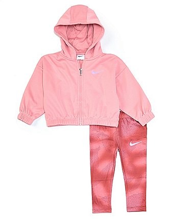 Image of Nike Baby Girls 12-24 Months Thermal Fit Hooded Jacket & All Over Print Legging 2-Piece Set