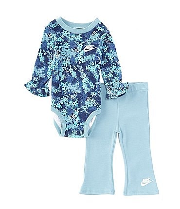 Image of Nike Baby Girls Newborn-9 Months Long Bodysuit and Flared Pants Set