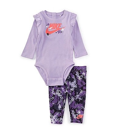 Image of Nike Baby Girls Newborn-9 Months Long-Sleeve Bodysuit & Leggings Set