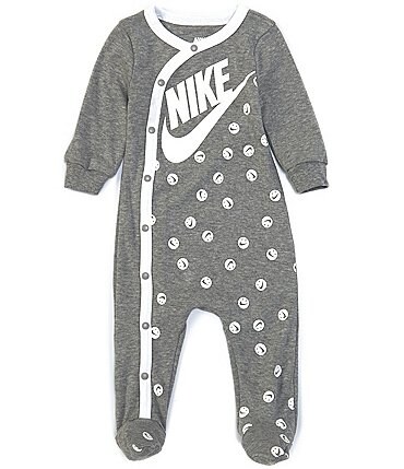 Image of Nike Baby Girls Newborn-9 Months Long-Sleeve Smiley Footed Coverall
