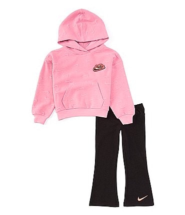 Image of Nike Little Girls 2T-6X Long-Sleeve Knit Hoodie & Flared-Leg Stretch Knit Leggings Set