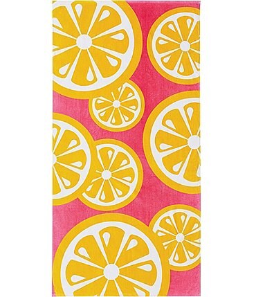Image of Noble Excellence Outdoor Collection Yellow Lemon Circle Slide Print Beach Towel