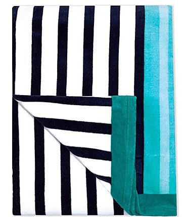 Image of Noble Excellence Outdoor Living Collection Mod Multi-Color Stripe Velour Beach Towel