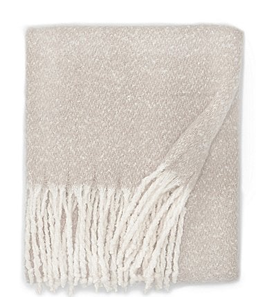 Image of Noble Excellence Warm Shop Collection Dixon Faux Mohair Solid Grey White Throw Blanket