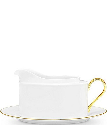 Image of Noritake Accompanist Gravy Boat and Tray with Round Handle