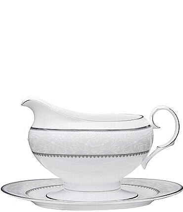 Image of Noritake Brocato Chinoiserie Gravy Boat with Tray
