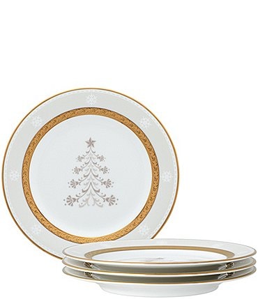 Image of Noritake Charlotta Gold Holiday Tree Appetizer Plates, Set of 4