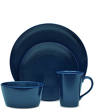 Image of Noritake Colorscapes Navy-on-Navy Swirl 4-Piece Coupe Place Setting