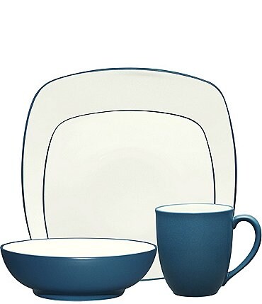 Image of Noritake Colorwave Square Matte & Glossy Stoneware 4-Piece Place Setting