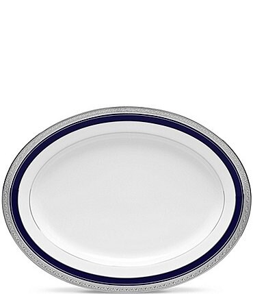 Image of Noritake Crestwood Cobalt Etched Platinum Oval Platter