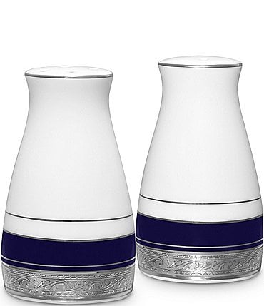 Image of Noritake Crestwood Cobalt Platinum Porcelain Salt & Pepper Shaker Set