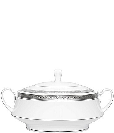 Image of Noritake Crestwood Etched Platinum Porcelain Covered Vegetable Bowl