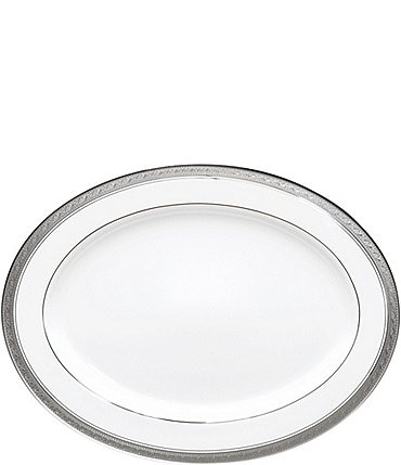 Image of Noritake Crestwood Etched Platinum Porcelain Oval Platter