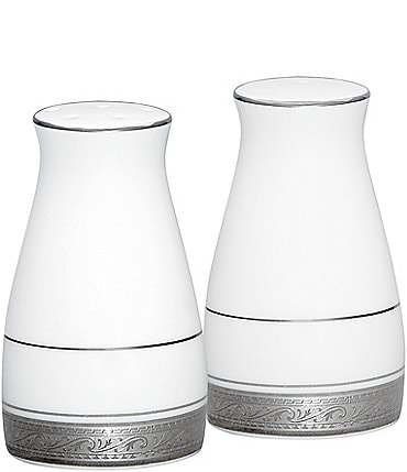 Image of Noritake Crestwood Etched Platinum Porcelain Salt & Pepper Shaker Set