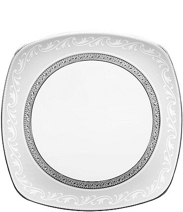 Image of Noritake Crestwood Etched Platinum Porcelain Square Accent Plate