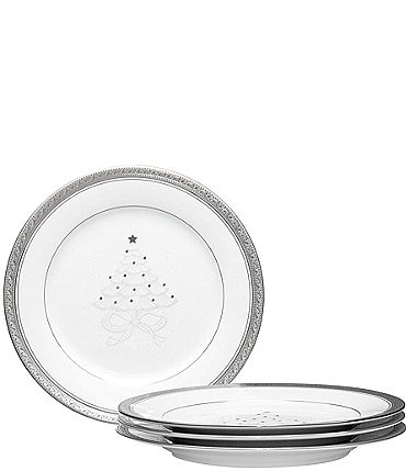 Image of Noritake Crestwood Platinum Collection Holiday Accent Plates, Set of 4