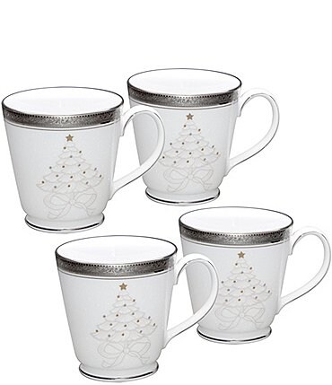 Image of Noritake Crestwood Platinum Collection Holiday Mugs, Set of 4