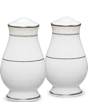 Image of Noritake Montvale Scroll Platinum Bone China Salt & Pepper