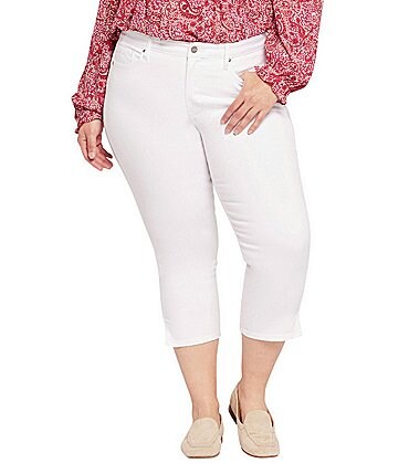 Image of NYDJ Plus Size Chloe Side Slit Hem Capri Denim Jeans