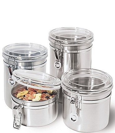 Image of Oggi 4-Piece Airtight Stainless Steel & Acrylic Canister Set