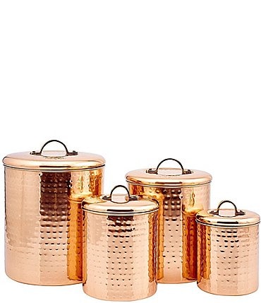 Image of Old Dutch 4-Piece Decor Copper Hammered Canister Set
