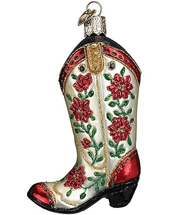 Image of Old World Christmas Christmas Christmas Cowgirl Boot Glass Ornament
