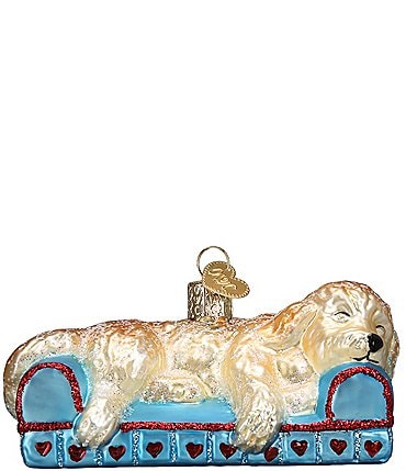Image of Old World Christmas Sleepy Doodle Dog Glass Ornament
