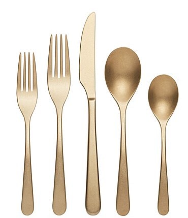 Image of Oneida Kenbrook Champagne Tumbled 20-Piece Stainless Steel Flatware Set