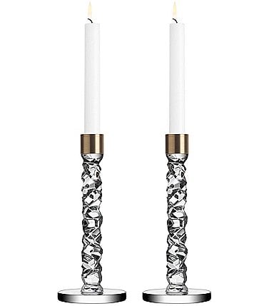Image of Orrefors Carat Brass Candlestick, Set of 2