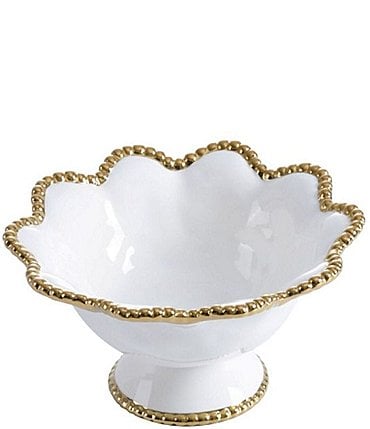 Image of Pampa Bay Golden Salerno Porcelain Flower Footed Bowl
