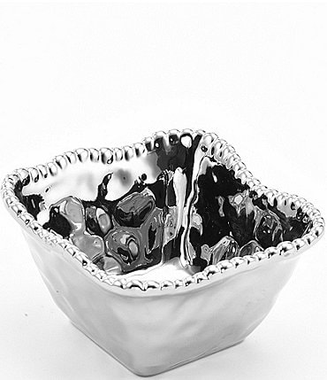 Image of Pampa Bay Verona Silver Porcelain Square Snack Bowl
