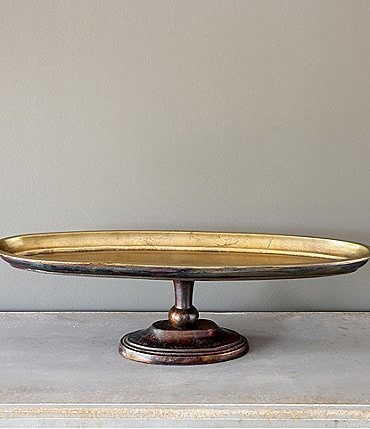 Image of Park Hill Manor Collection Continental Aged Brass Pedestal Tray