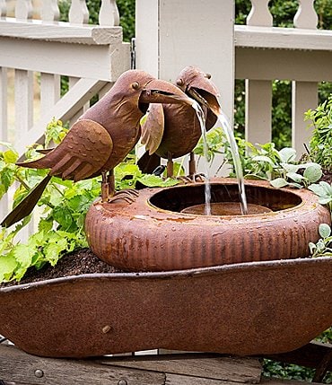 Image of Park Hill Vintage Farmhouse Collection Folk Art Crows Fountain