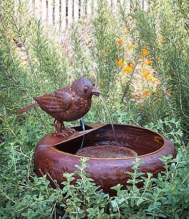 Image of Park Hill Vintage Farmhouse Collection Folk Art Little Bird Fountain