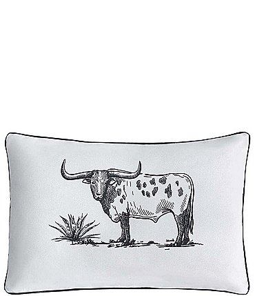 Image of Paseo Road by HiEnd Accents Ranch Life Western Texas Longhorn Steer Indoor/Outdoor Reversible Pillow