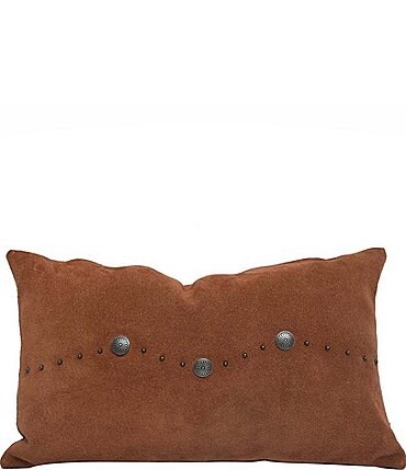 Image of Paseo Road by HiEnd Accents Western Suede Antique Silver Concho & Studded Lumbar Pillow