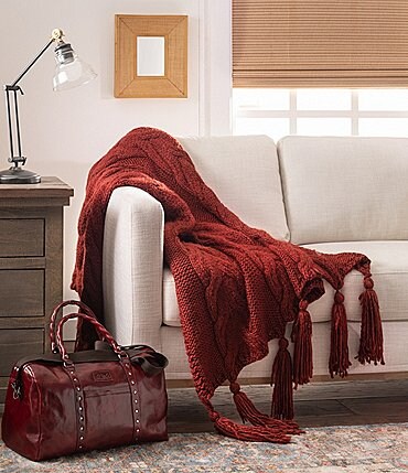 Image of Patricia Nash Cable Knit Tasseled Throw