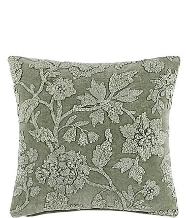 Image of Patricia Nash Parisian Newspaper Floral Print Washed Velvet Reversible Square Pillow