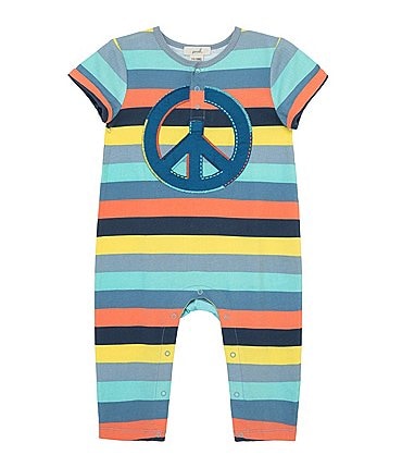 Image of Peek Baby Boys/Girls 6-24 Months Multi Stripe Peace Coverall