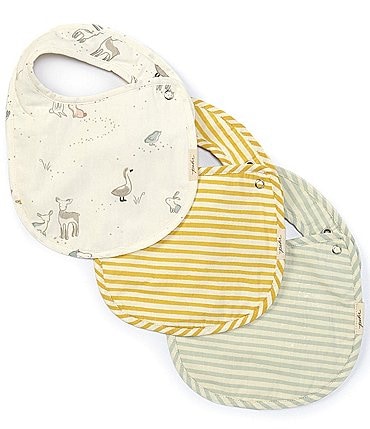 Image of Pehr Baby Newborn-12 Months Just Hatched & Stripes Away 3-Pack Bibs