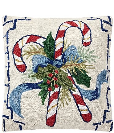 Image of Peking Handicraft Candy Cane Wool Hook Pillow